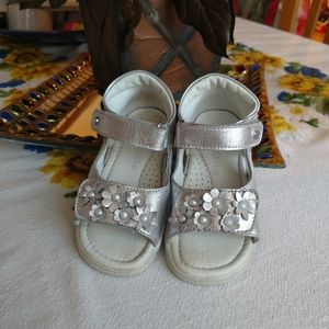 Girls silver leather sandals by Falcotto by Naturi